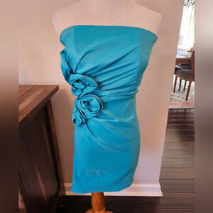 Jessica McClintock For Gunne Sax 80's Fitted Mini Dress Floral Accent